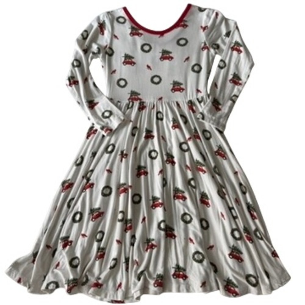 Kyte Baby Christmas Tree Car Wreath Bamboo Twirl Dress Red White 6T